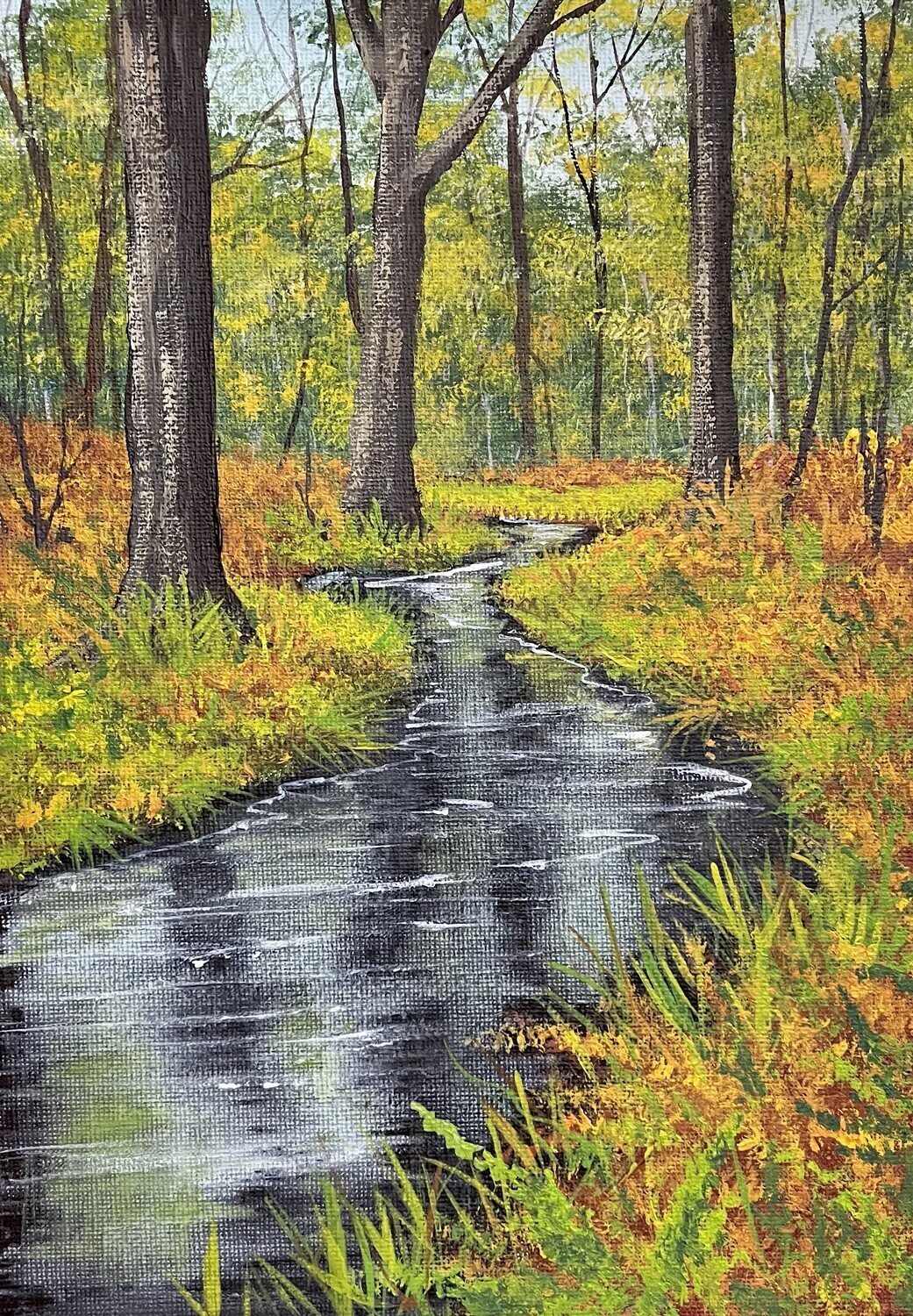 River at New Forest in Acrylics