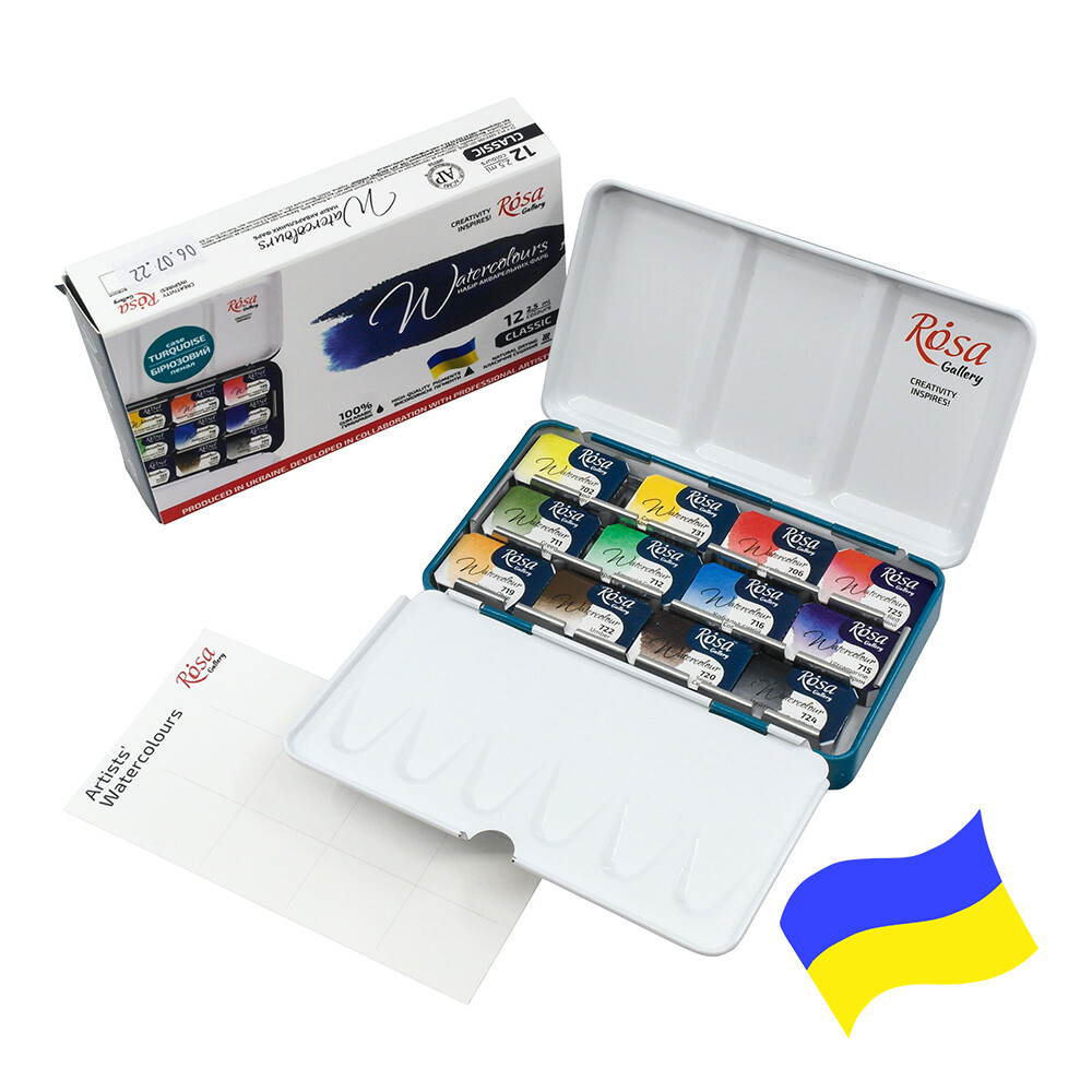 Rosa Classic Watercolour Tin - 12 Full Pans