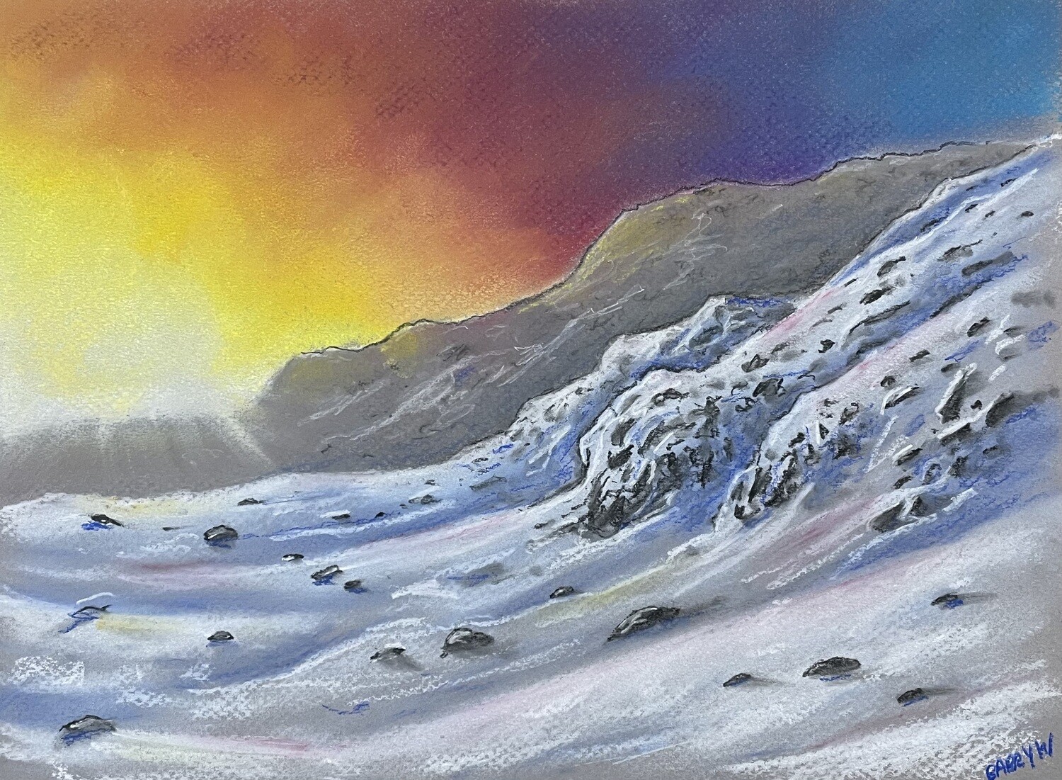 Snow Filled Mountains in Pastels
