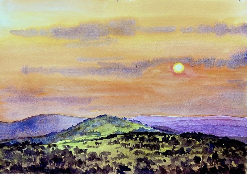 Layers of Mountains in Watercolour