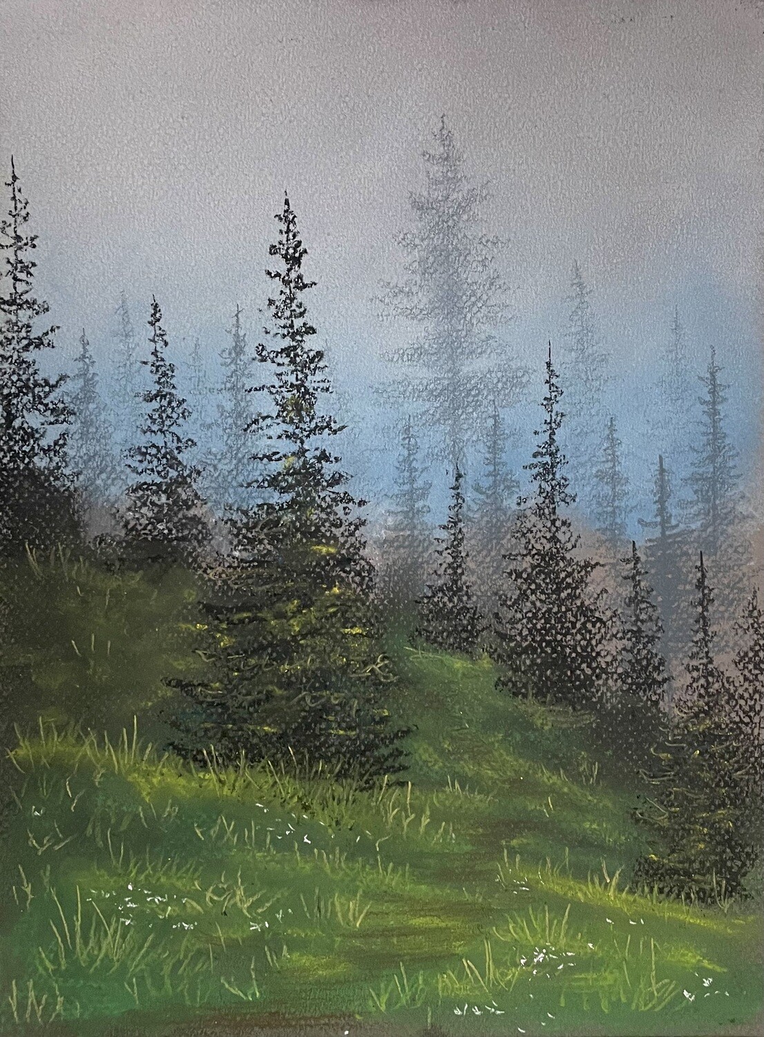 Misty Forest and Field in Pastels