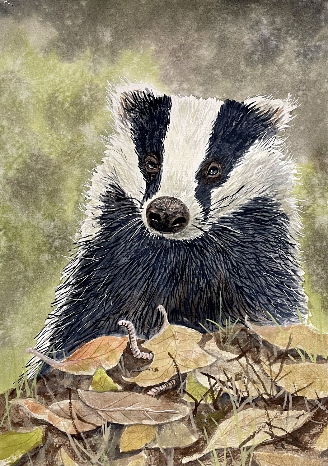 Happy Badger in Watercolour