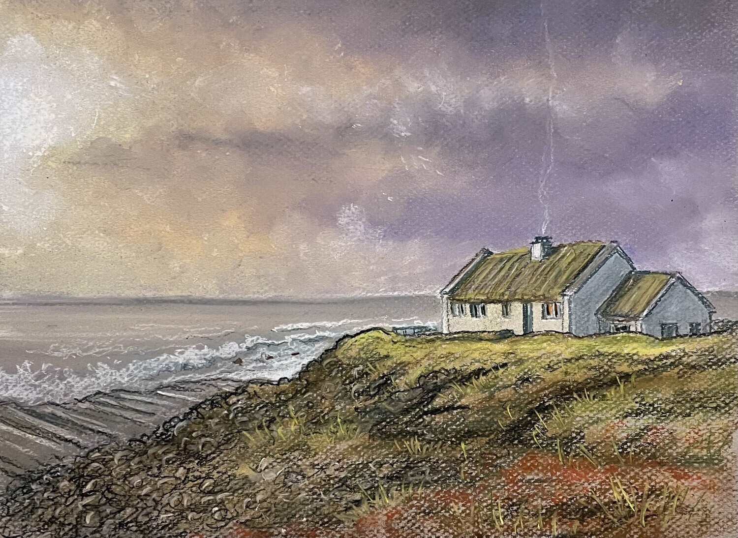 Scottish Croft by the Sea in Pastels
