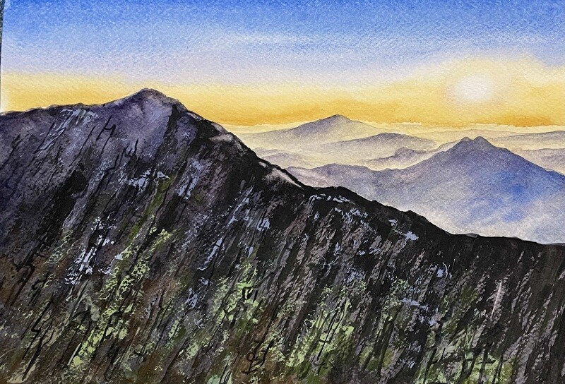 Soft and Loose Mountain Range in Watercolour