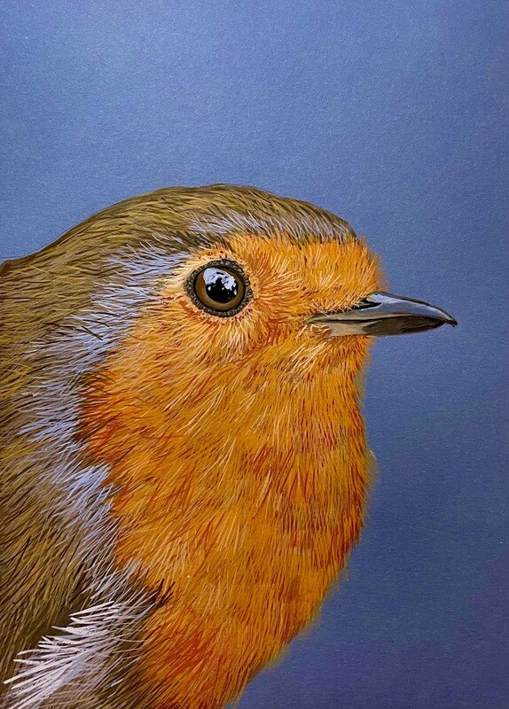 Robin Up Close in Gouache