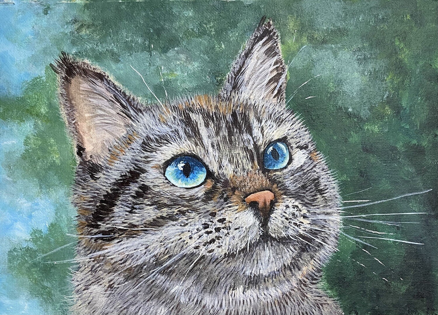 Cat&#39;s Head Up Close in Acrylics
