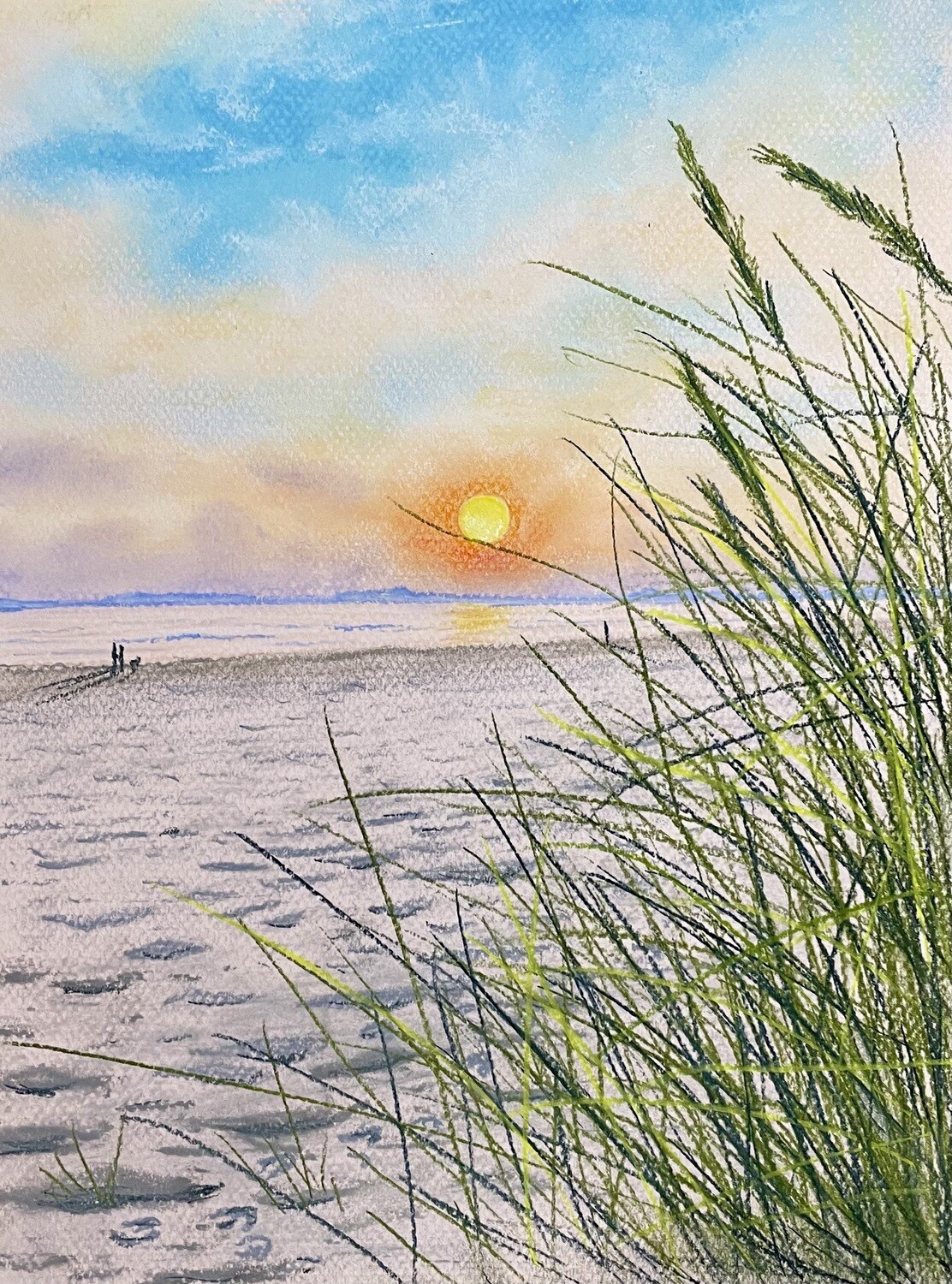 Beach and Grasses in Pastels
