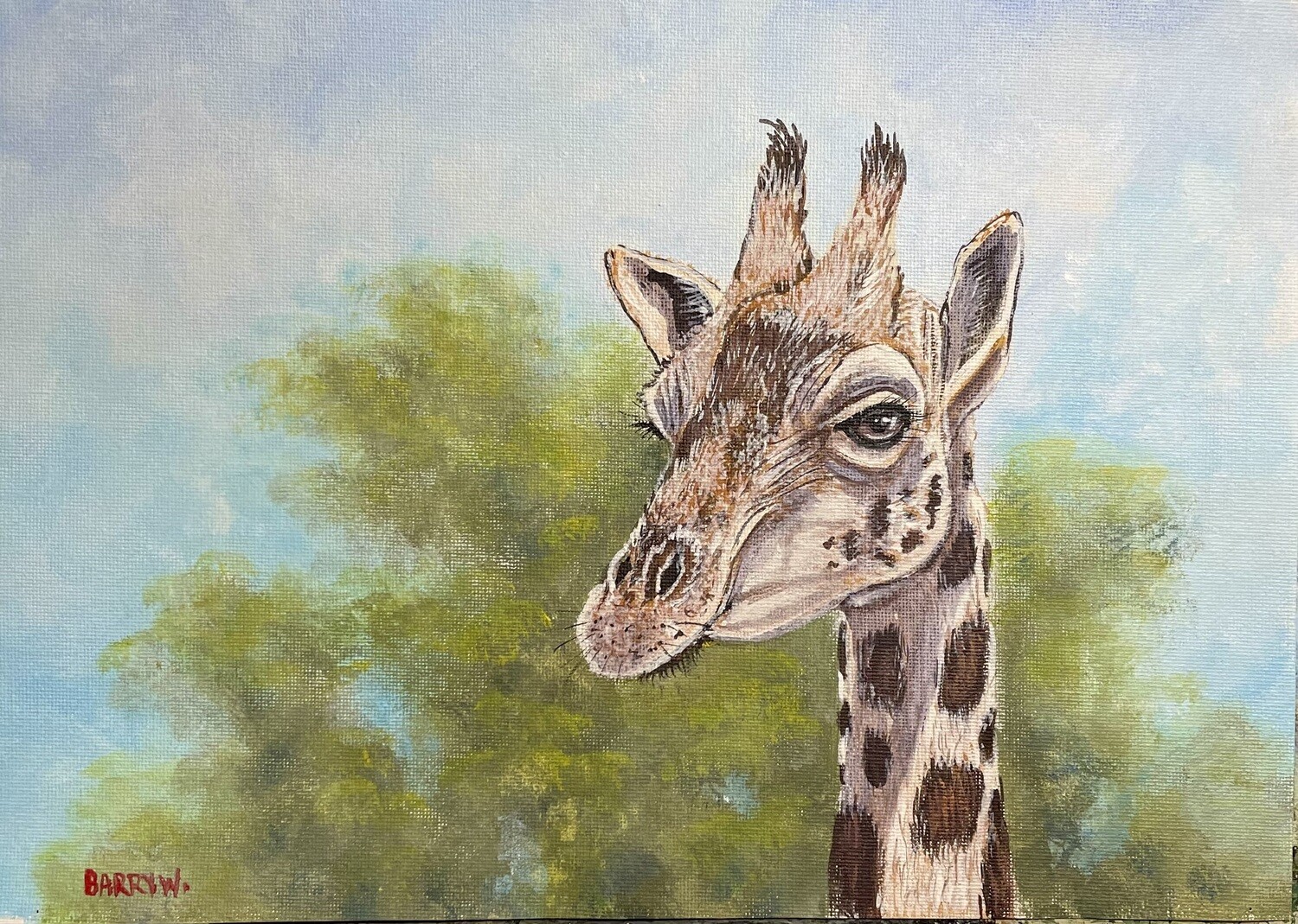 Giraffe Up Close in Acrylics
