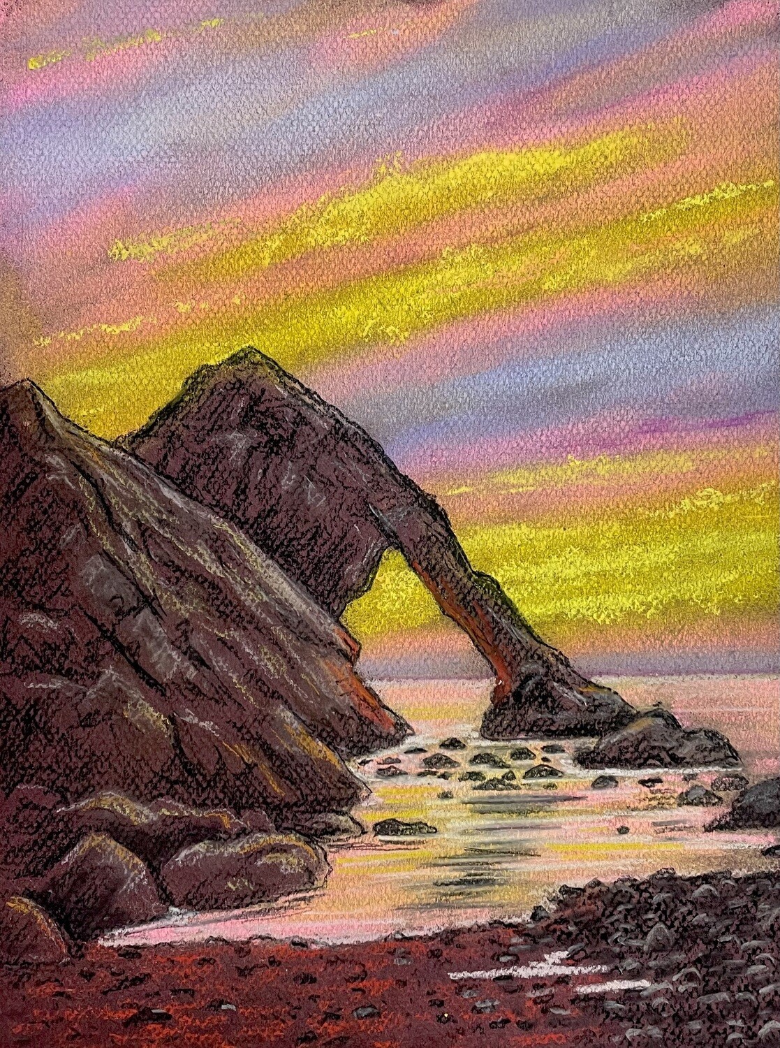 Rocky Coastal Silhouette in Pastels
