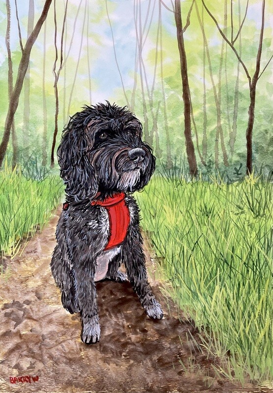 Beginner&#39;s Morning Class: Black Dog in Gouache