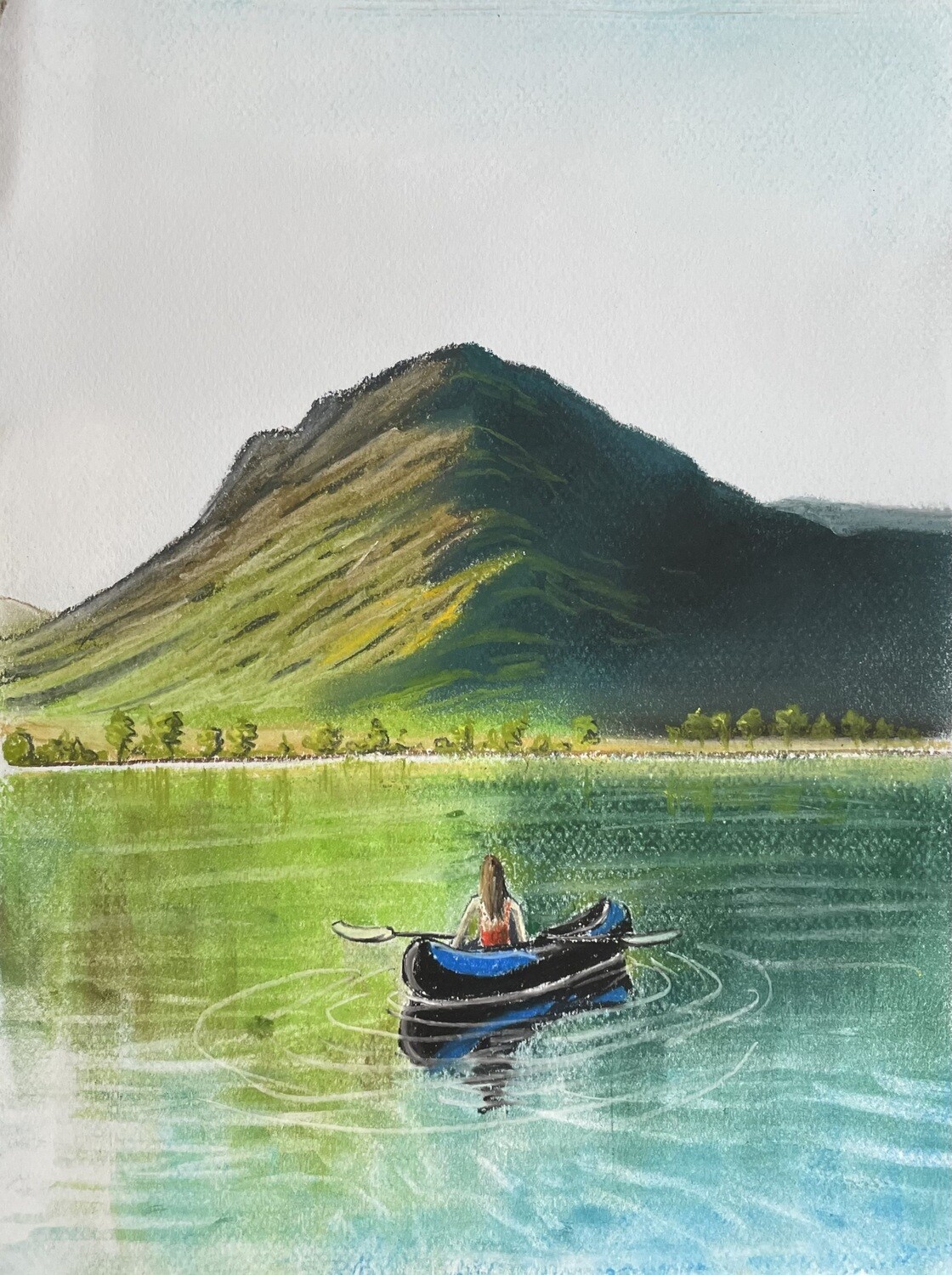 Kayak on a Lake in Pastels