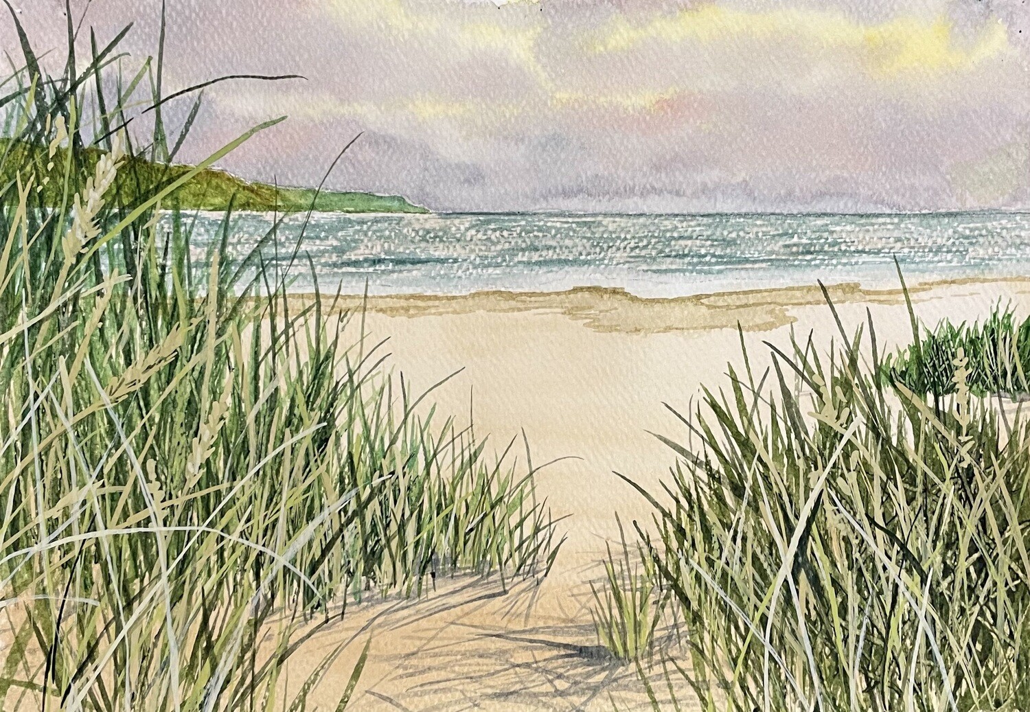 Beach and Grasses in Watercolour