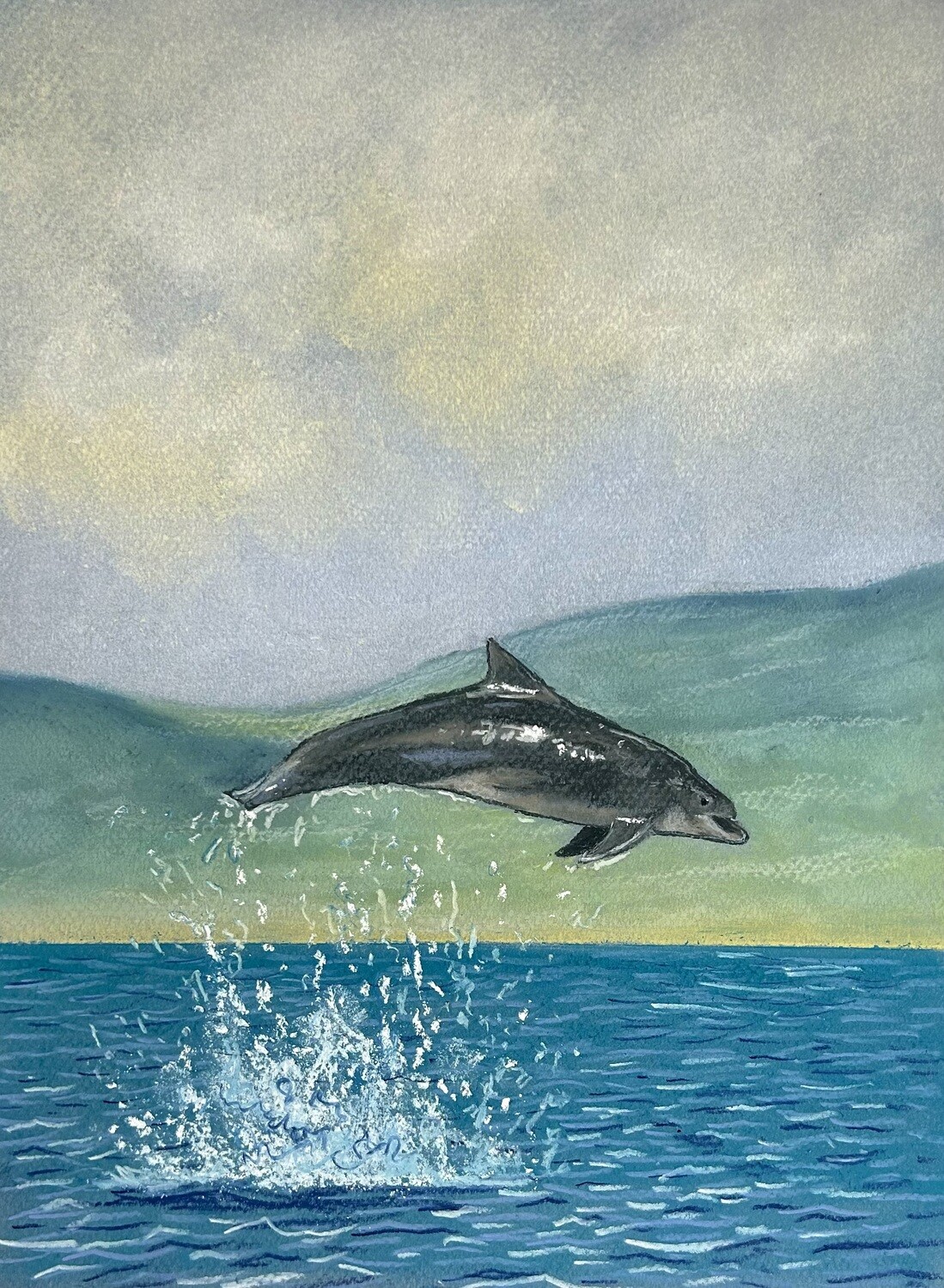 Dolphin Jumping Through the Sea in Pastels