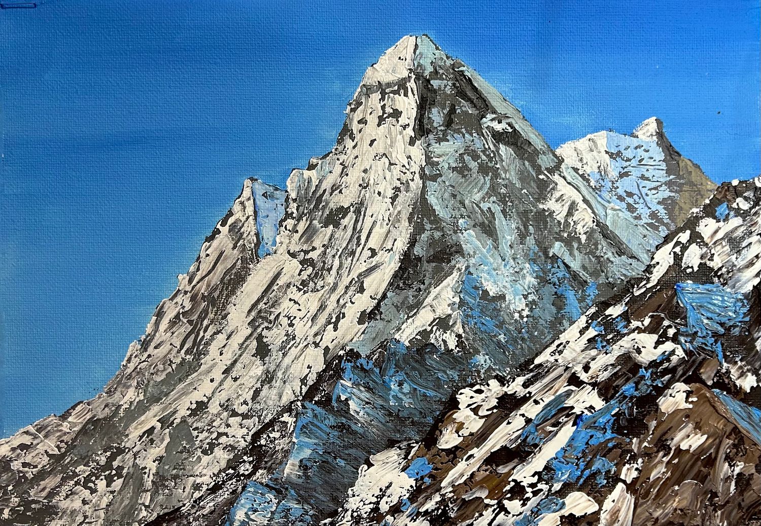 Snowy Mountains Using a Knife in Acrylics