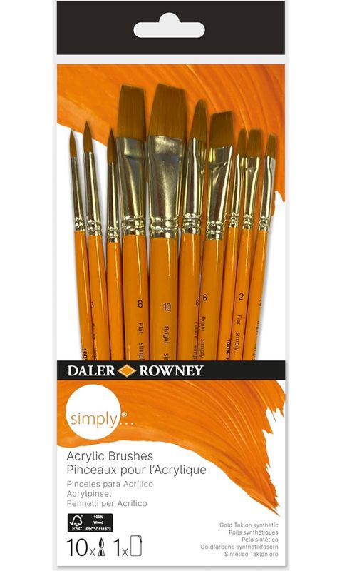 Daler-Rowney Simply Acrylic Brush Set Of 10