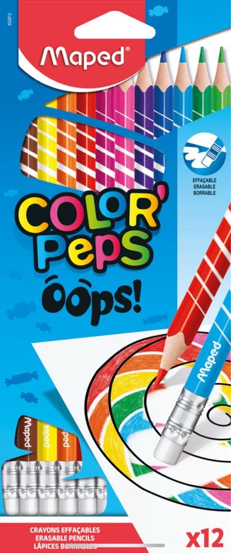 Color’peps Oops Erasable Coloured Pencils (12 Colours)