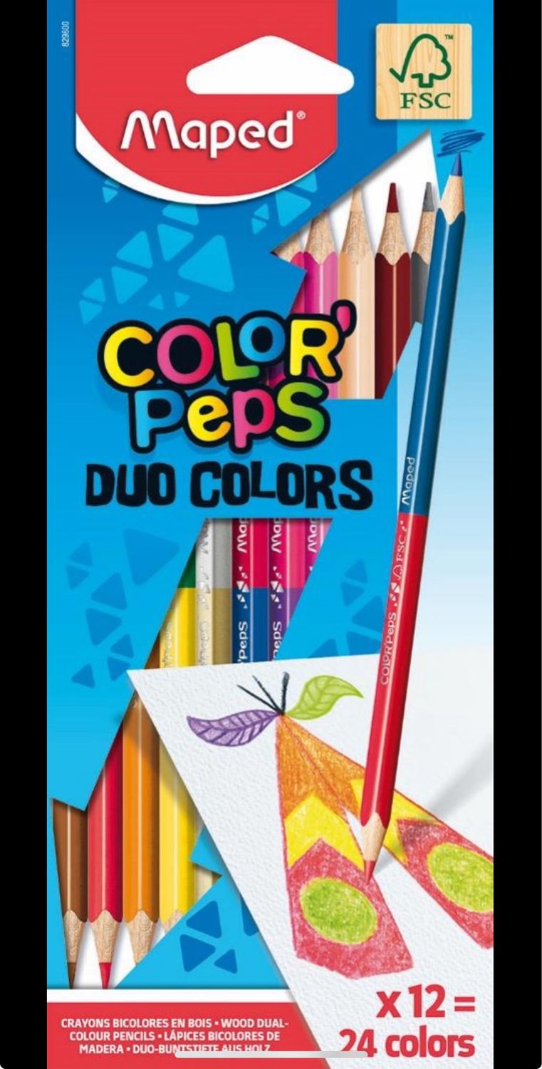 Color’Peps Duo Colors Pencil Crayons (12 Pencils, 24 Colours)
