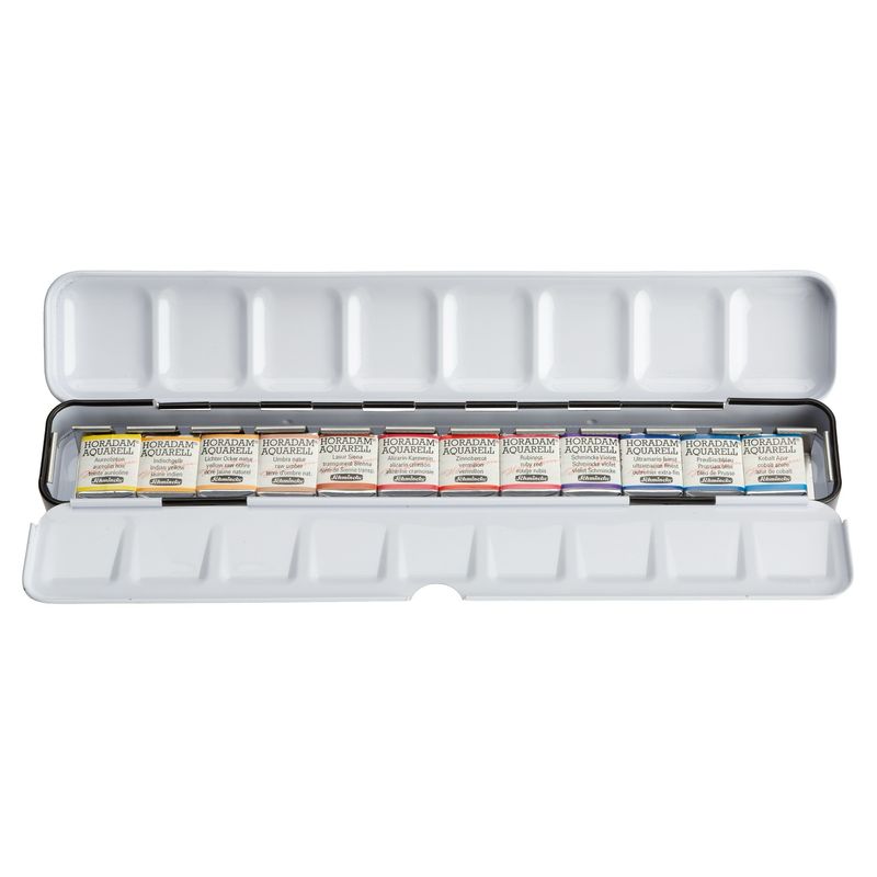 Schmincke HORADAM Watercolour Monorail metal box with 12 half pans, Hazel Soan Edition