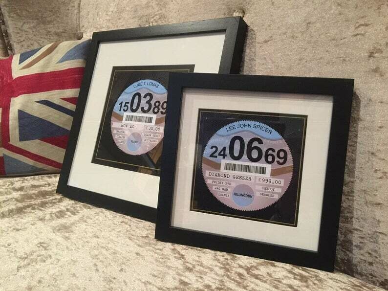 Mechanic Gift. Personalised Car Tax Disc Gift - Printed, Framed, Canvas or Coaster