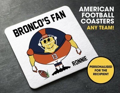 Personalsied American Football Coasters - ANY TEAM