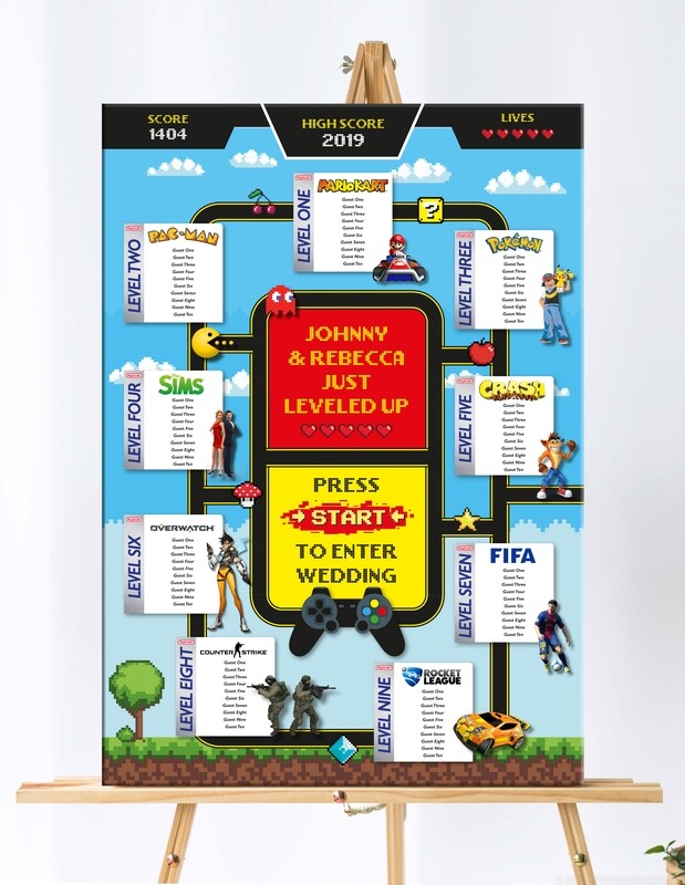 Gaming Themed Table Plan, Table Numbers and Place Cards