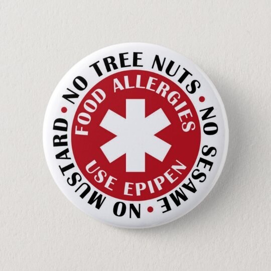 Personalised Multiple Food Allergy Badge / Button / Pin