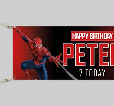 Personalised Spiderman Theme Birthday Banner. Waterproof