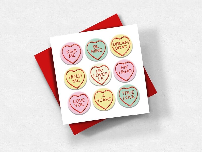 Love Hearts Valentines Day / Anniversary Card