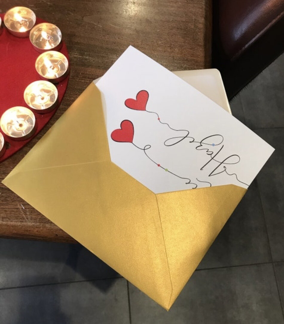 Love Heart Balloon’s Valentines/anniversary Card