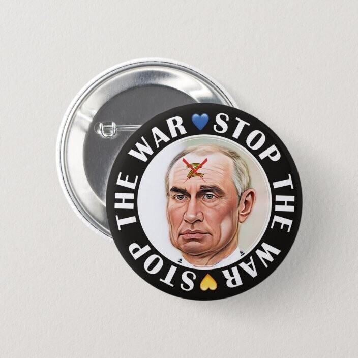 Stop the War. Anti Z War Badge. Anti Putin Badge