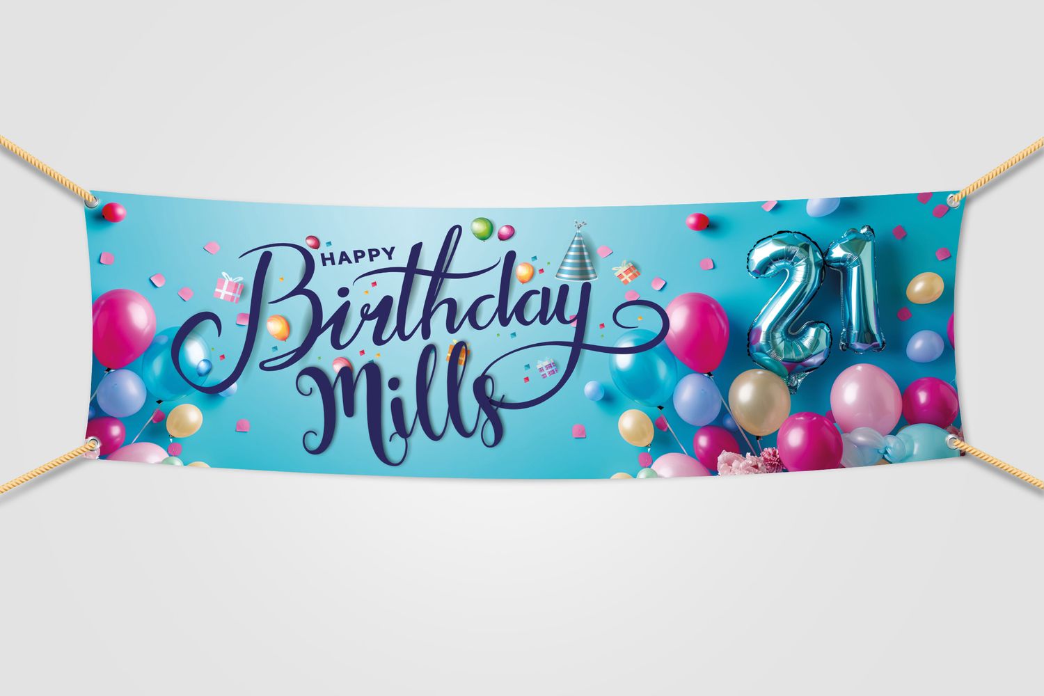 Personalised 21st Birthday Banner. Waterproof