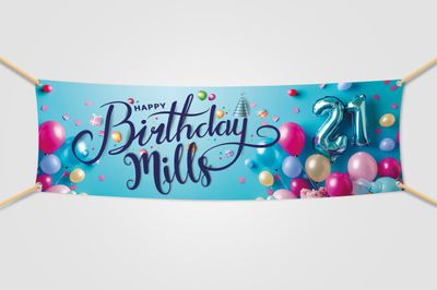 Personalised 21st Birthday Banner. Waterproof