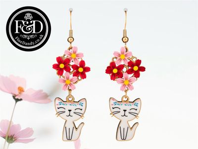 Enamel Cat Earrings  | Cat Jewellery | Cute Cat Lover Gift | Whimsical Cat Earrings