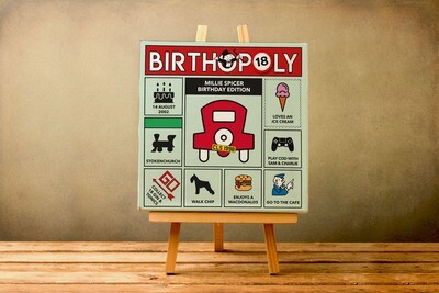 Personalised Birthday Gift.  18th. 21st. 30th. 40th. 50th. 60th. 70th. 80th. 90th. 100th  Monopoly Style Print / Canvas / Framed / Card