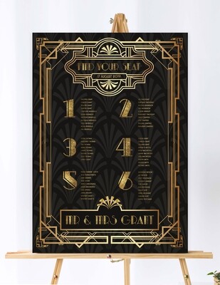 Art Deco Themed Table Plan, Table Numbers and Place Cards Art Deco Themed Table Plan, Table Numbers and Place Cards