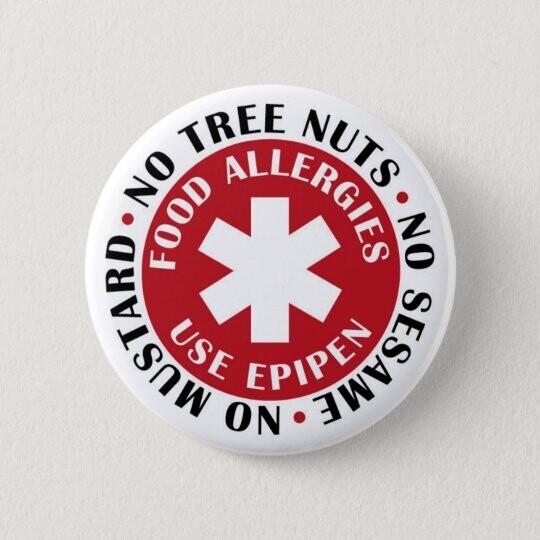 Personalised Multiple Food Allergy Badge / Button / Pin Personalised Multiple Food Allergy Badge / Button / Pin