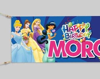 Personalised Princess Theme Birthday Banner. Waterproof