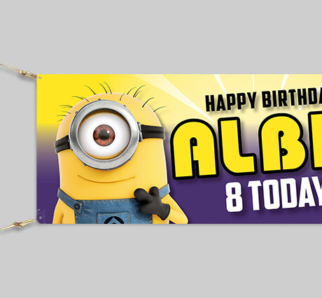 Personalised Minions Theme Birthday Banner. Waterproof