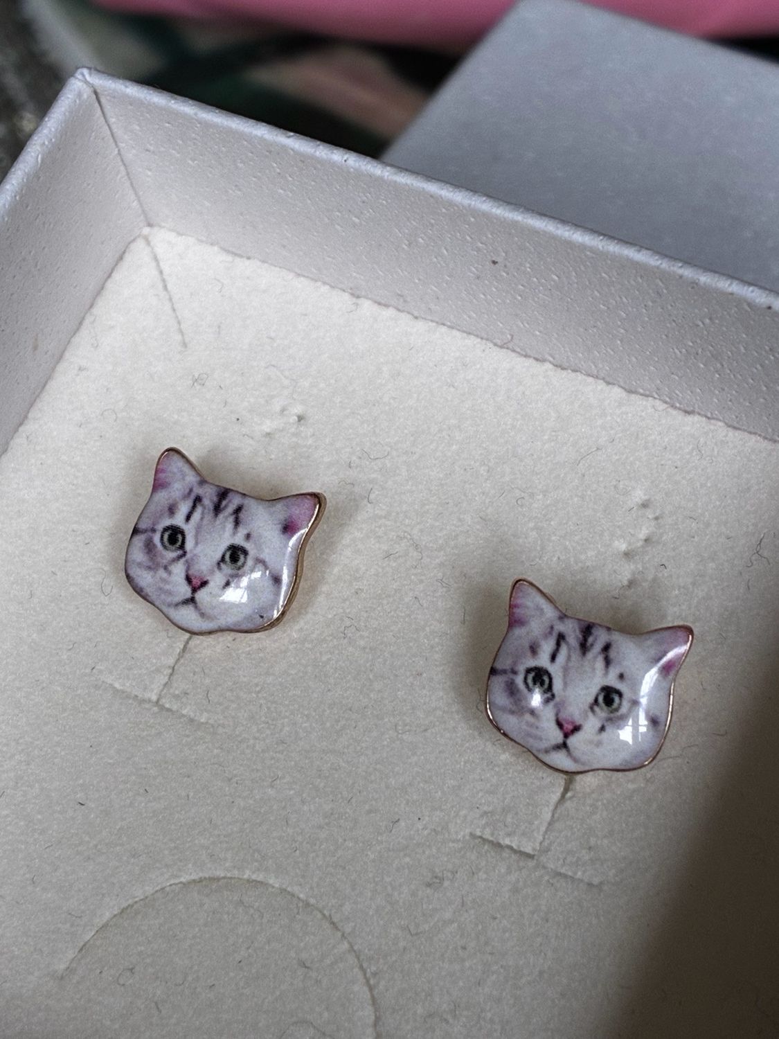 White Cat Stud Earrings White Cat Stud Earrings