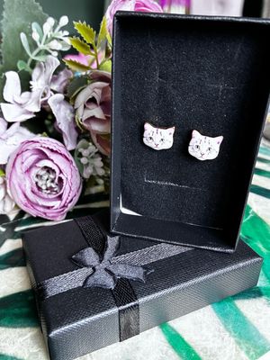 White Cat Stud Earrings White Cat Stud Earrings