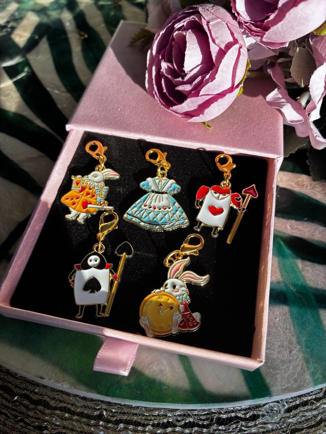 Alice in Wonderland Stitch Markers – Lobster Clasp (Set of 5)