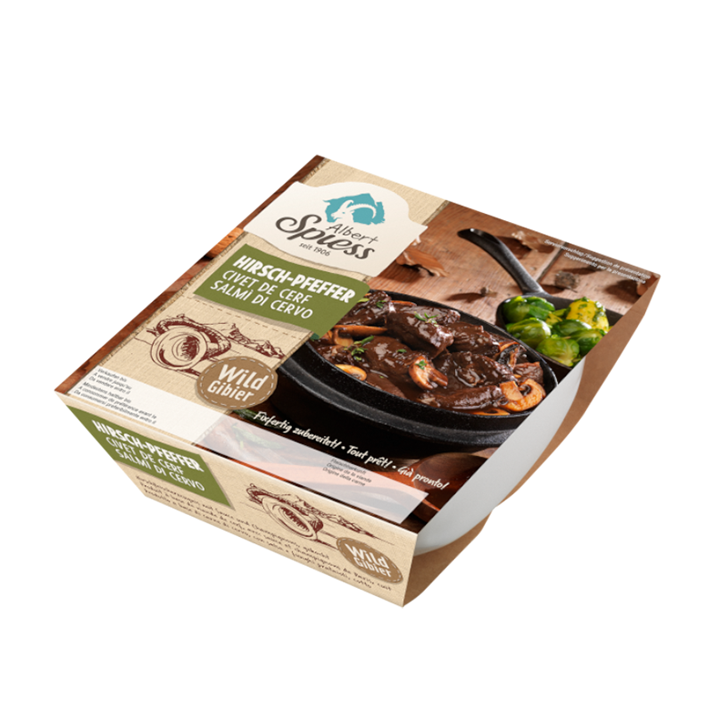 Hirschpfeffer gekocht, fixfertig 350g, hergestellt aus europäischem ...