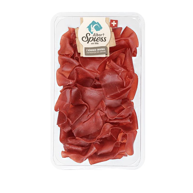Regio.garantie Bündnerfleisch handgelegt  80g - 100g, hergestellt aus Schweizer Rindfleisch 100g / CHF 12.10