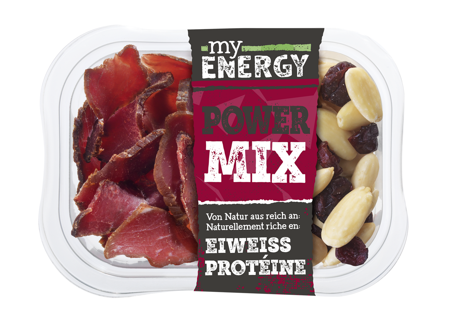 myENERGY POWER MIX  aus Schweizer Rindfleisch und Mandel- / Cranberriemischung 55g