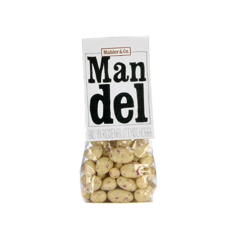 Mandel in Zitronen-Rosenblütenschoggi 140g