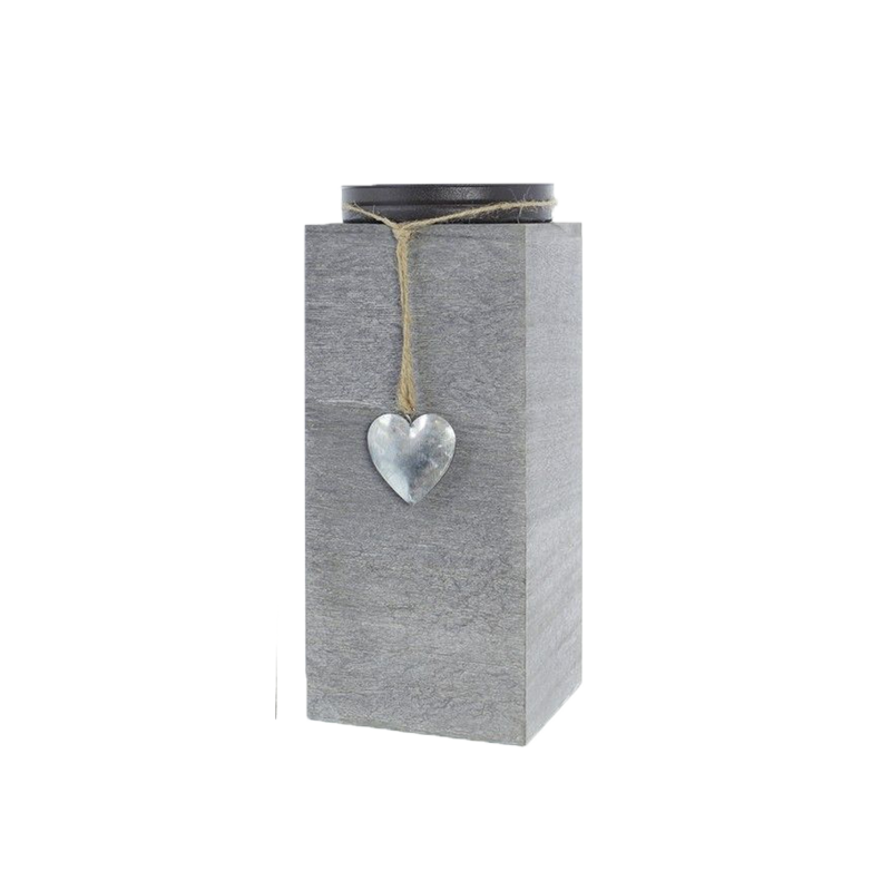 Bougeoir gris 10x10x19 cm