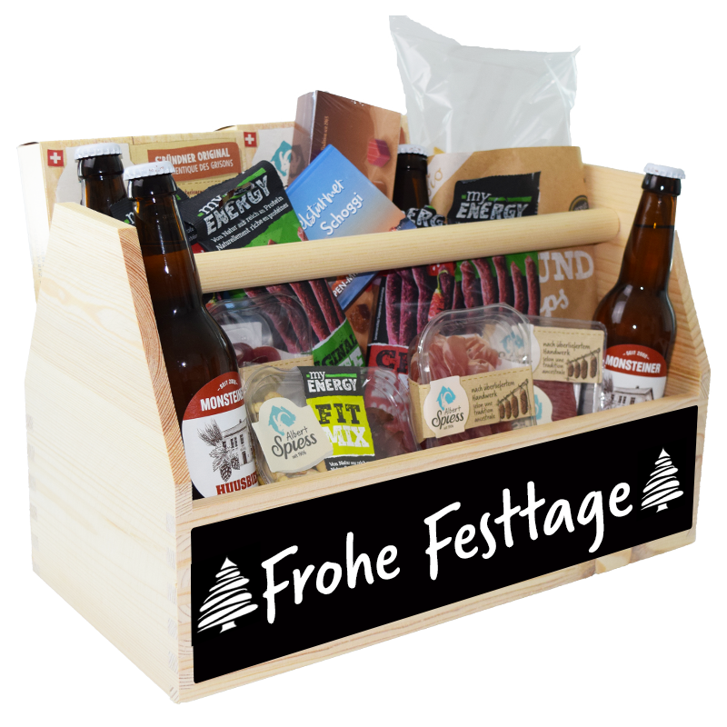 Geschenkkorb Männer Handtasche large - Frohe Festtage