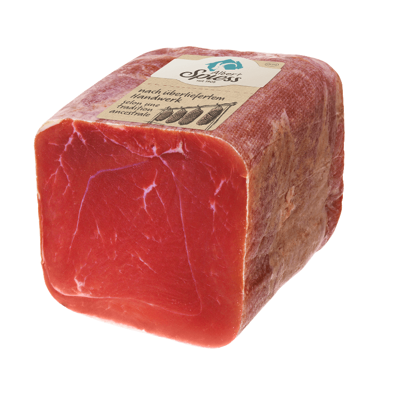 Bündner Rohschinken ½ "Nüssli"  300g - 400g, hergestellt aus Schweizer Schweinefleisch 100g  / CHF 5.20