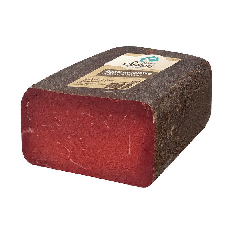 Bündnerfleisch  ½ "Eckstück" 700g - 1.1kg, hergestellt aus Rindfleisch aus Europa  100g / CHF 8.40