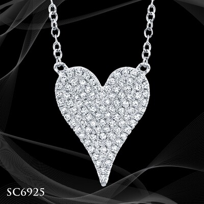 14 Karat White Gold Diamond Pave Heart Necklace 14 Karat White Gold Diamond Pave Heart Necklace